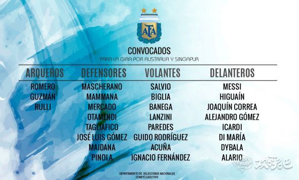 阿根廷国家队公布6月份友谊赛大名单