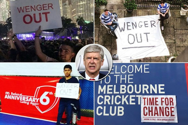 尴尬！当“Wenger Out”出现在世界各地