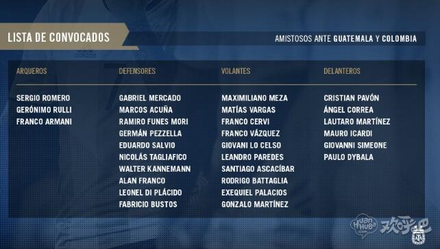 阿根廷友谊赛大名单：梅西落选伊卡尔迪回归