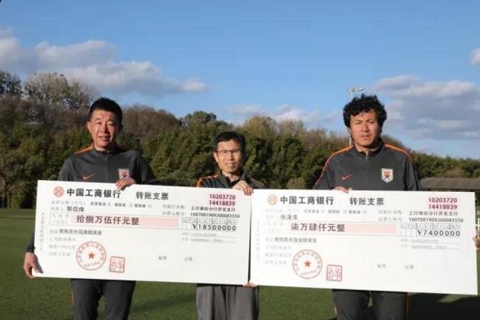 鲁能发放53万元青训培养奖金