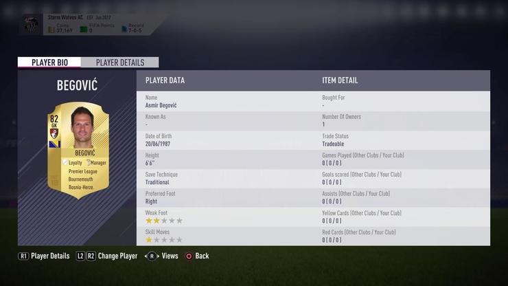 FIFA18英超性价比最高阵容——贝戈维奇